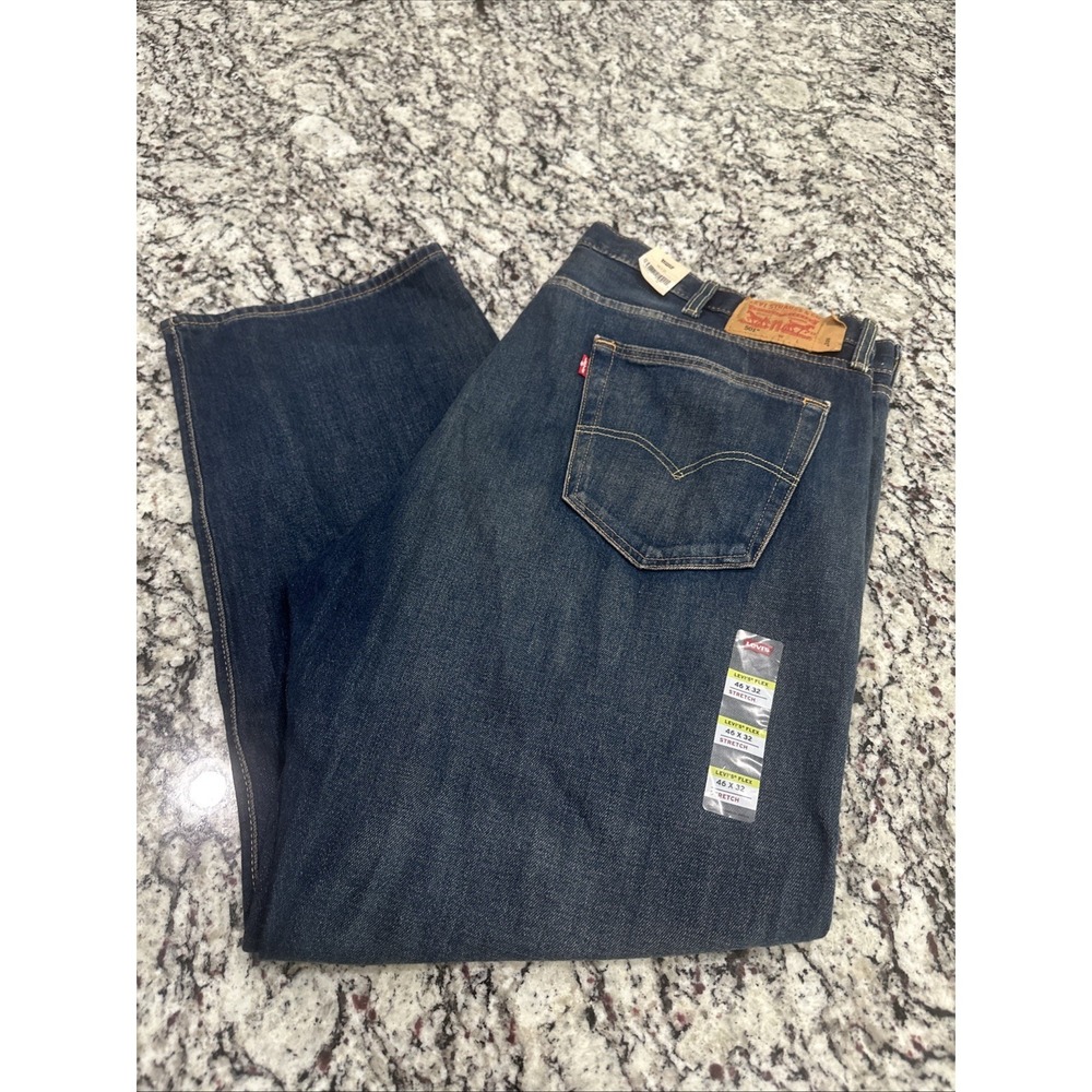 New Levi's 501 Original Button Fly Straight Jeans 46x32 Mens Grunge Look Stretch
